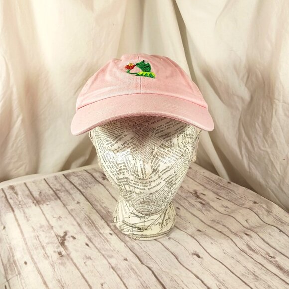 Kermit the Frog Sipping Tea Women's Pink Baseball Hat Adjustable Strap Back OS - Picture 3 of 10